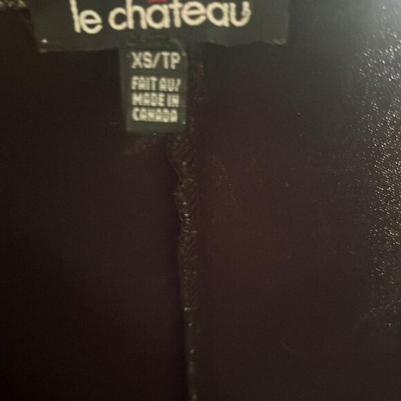 Le Chateau V-Neck Black Summer Dress w/ Tropical Woods Leaves Detailing - Picture 3 of 4